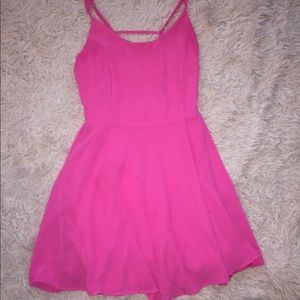 Midi dress flowy barbie color